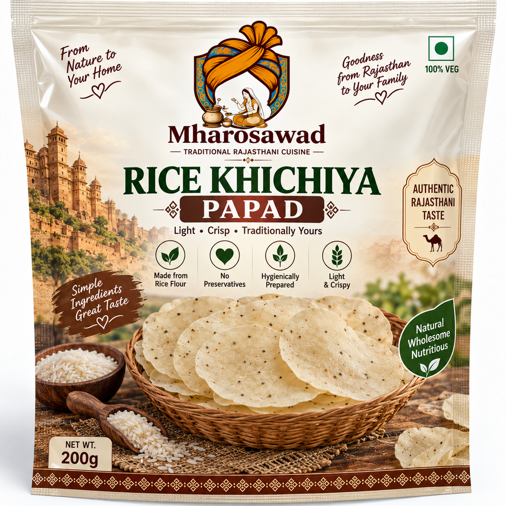 Mharosawad Authentic Rice Khichiya Papad | Light & Crispy Rajasthani Snack (200g)