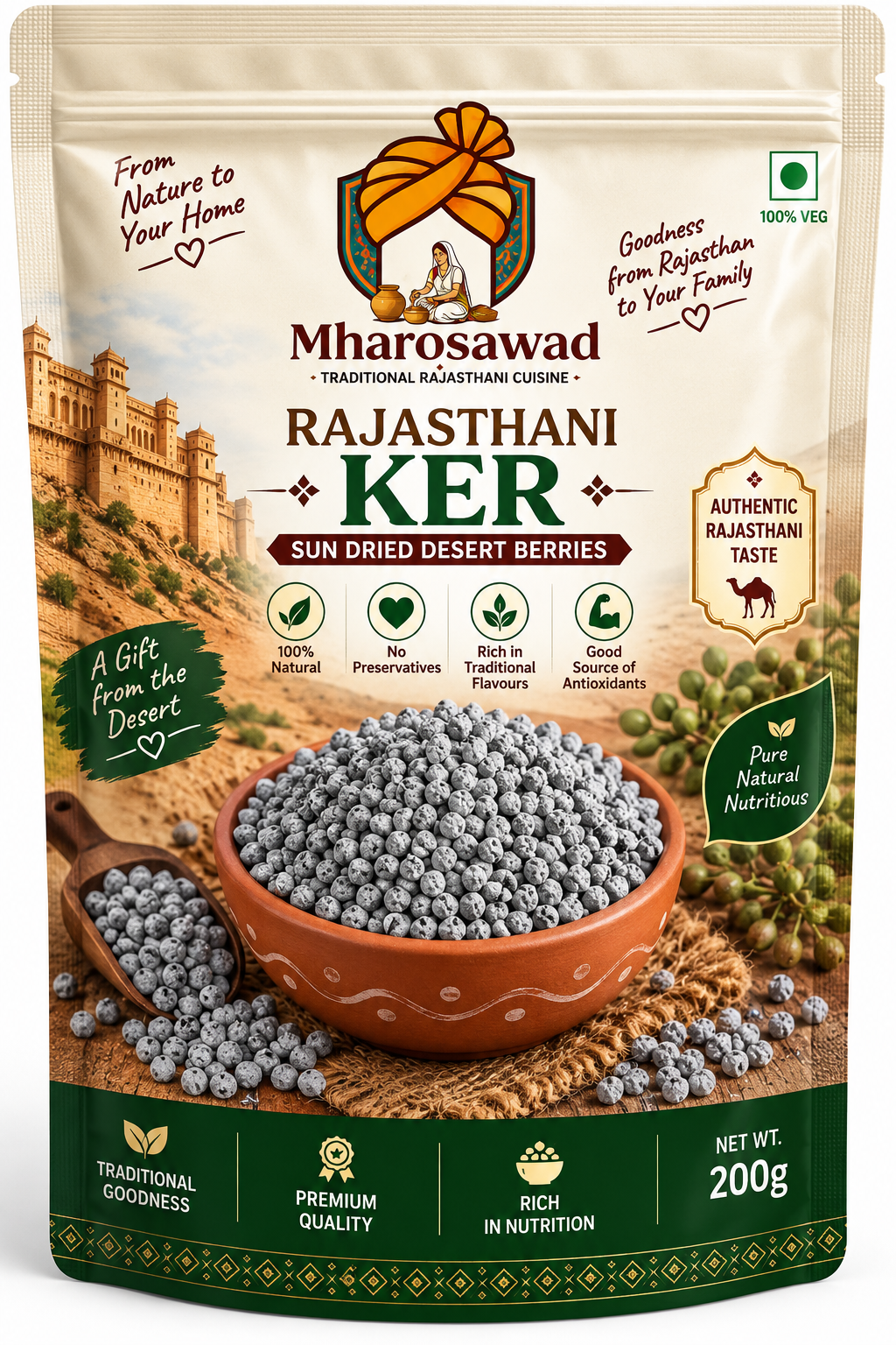 Mharosawad Authentic Rajasthani Ker | Sun Dried Desert Berries (200g)