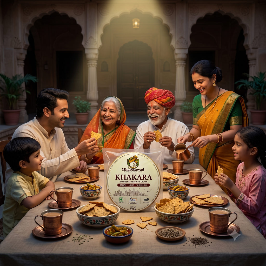 MharoSwad Authentic Rajasthani Khakhra | Crispy Roasted Whole Wheat Snack | 100% Veg | 200g
