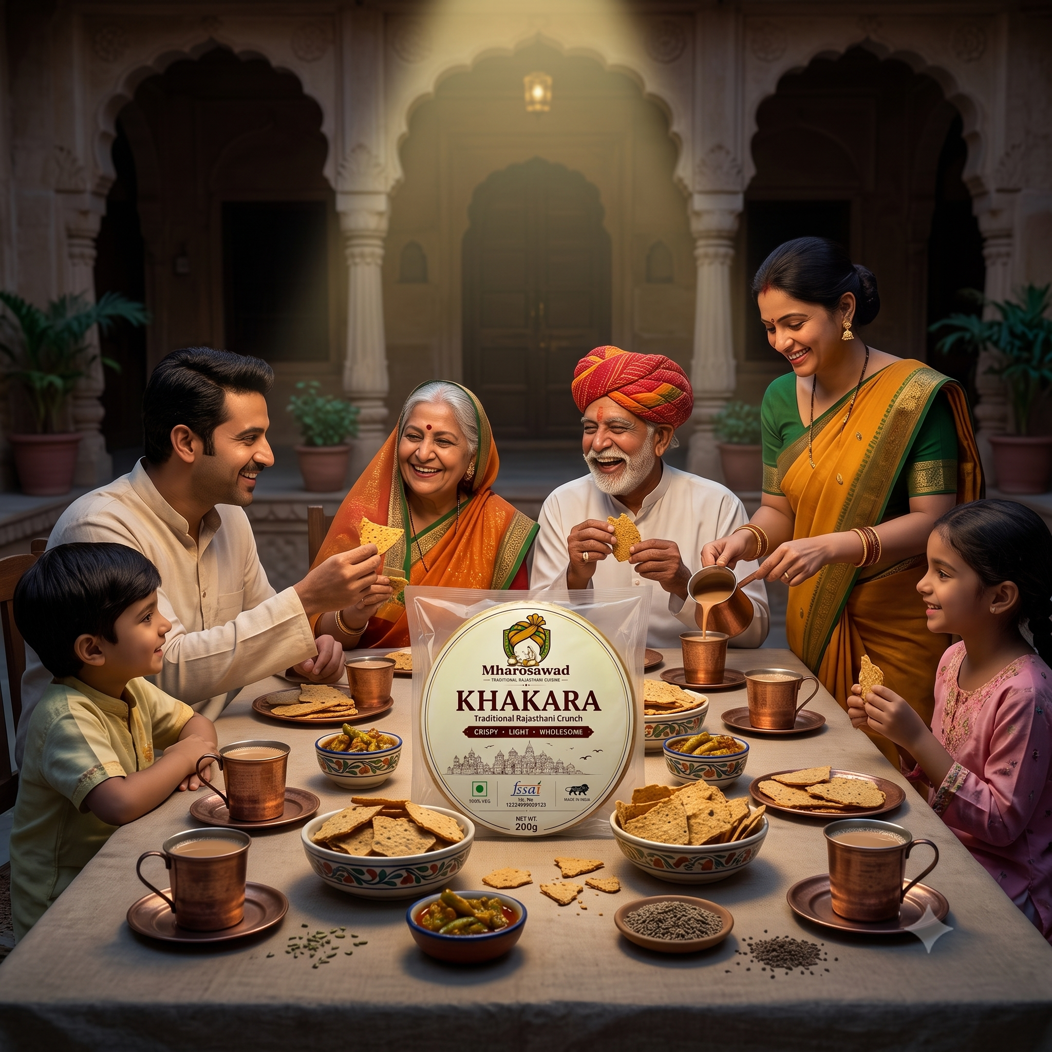 MharoSwad Authentic Rajasthani Khakhra | Crispy Roasted Whole Wheat Snack | 100% Veg | 200g